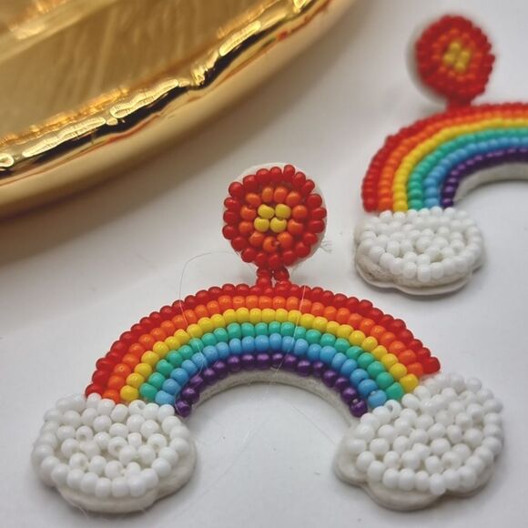 Bling RAINBOW seed bead earrings, Perfect for St Patty's Day and beyond - Picture 7 of 10